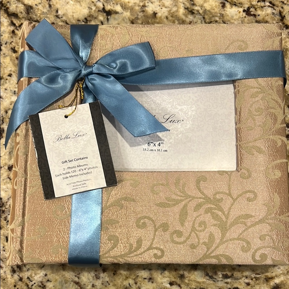 Bella Lux Photo Album Gift Set - Gold and Blue